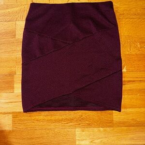 burgundy thin stripy cross-cross stretch mini pencil skirt Forever 21